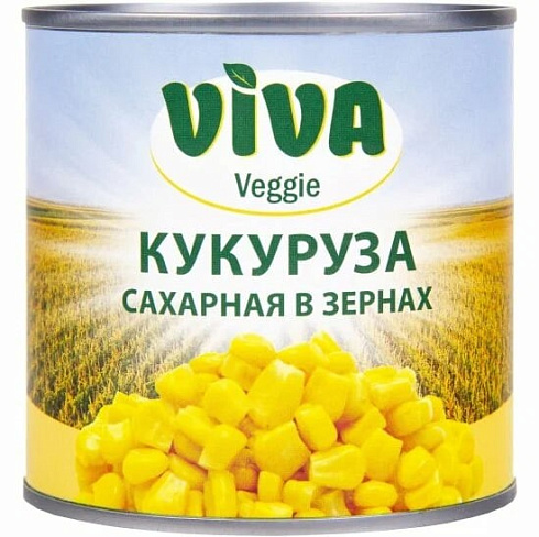 VIVA Veggie консервы овощные: Кукуруза сахарная в зернах, масса нетто 425мл/340г