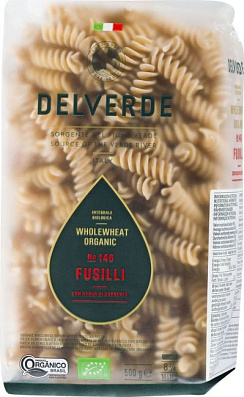 Макаронные изделия "DELVERDE" из твердых сортов пшеницы с отрубями N 146 Fusilli integrale biologica/ Фузилли Биолоджика,  500 г.
