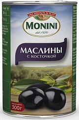 MONINI Маслины с косточкой, масса нетто 300г/314мл (чистый вес 135г)
