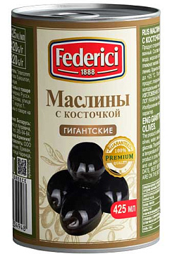 FEDERICI Маслины гигантские с косточкой, масса нетто 420г/425мл