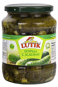 LUTIK консервы: Огурцы с зеленью в заливке, масса нетто 720мл/670г