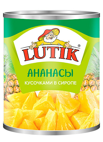 LUTIK Ананас кусочками в сиропе, 3100мл/1840г, ж/б