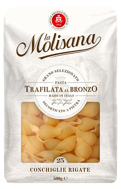 La Molisana изделия макаронные из твердых сортов пшеницы CONCHIGLIE RIGATE /  25  Ракушки рифленые, 500г