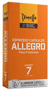 DIMELLO Кофе натуральный жареный молотый в капсулах  "Allegro" 54г (10шт х 5,4г)