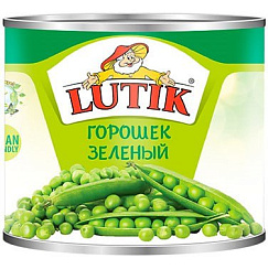 LUTIK Горошек зелёный,  масса нетто 400г/425мл