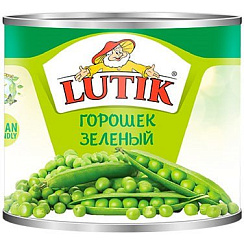 LUTIK Горошек зелёный,  масса нетто 400г/425мл