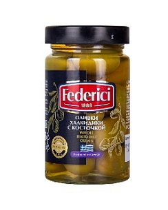 FEDERICI Оливки Халкидики с косточкой, масса нетто 300г/320мл