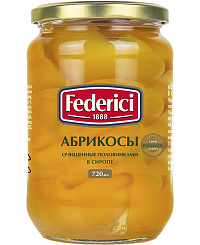 FEDERICI Абрикосы очищенные половинками в сиропе консервированные, масса нетто 720мл/680г