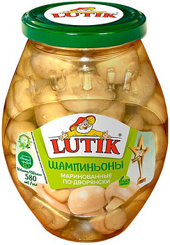 LUTIK  Шампиньоны маринованные по-дворянски,  масса нетто 530г/580мл