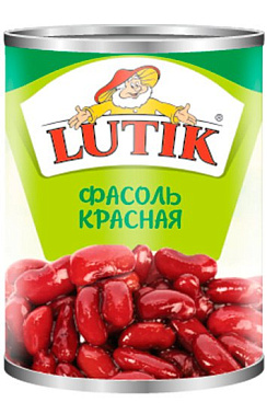 LUTIK Фасоль натуральная красная  нетто 400г/425мл