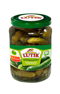 LUTIK корнишоны маринованные по-берлински 3-6см 370мл. 350гр./180гр. (Стекл.банка)