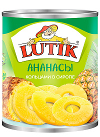 LUTIK ананасы кольцами в сиропе консервированные 580мл., 560гр./340гр. Продукт стерилизован.