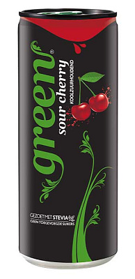 GREEN Sour Cherry Напиток безалкогольный сильногазированный с соком вишни с низким содержанием сахара 0,33л