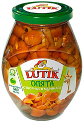 LUTIK  Опята отборные в маринаде, масса нетто 530г/580мл