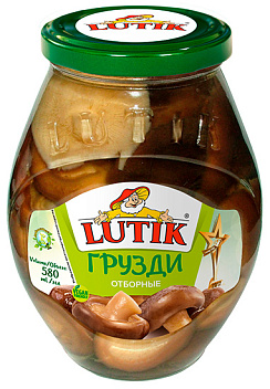 LUTIK Грузди отборные в маринаде 580 мл/530г/315г (Стекл.банка)