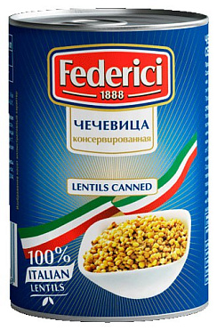FEDERICI Чечевица консервированная 425 мл, ж/б