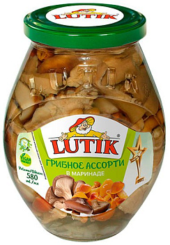 LUTIK Грибное ассорти в маринаде, нетто  530г/580мл