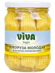 VIVA Veggie Кукуруза молодая в початках маринованная, масса нетто 370мл/330г