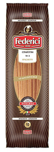 Макаронные изделия цельнозерновые "Федеричи" № 3 спагетти, 400г, группа А