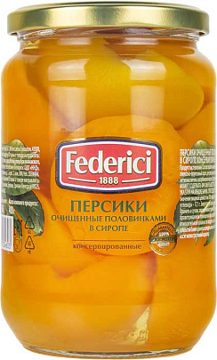 FEDERICI Персики очищенные половинками в сиропе  консервированнные 720мл/680г