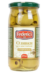 FEDERICI Оливки супергигант без косточки, масса нетто 345г/370мл