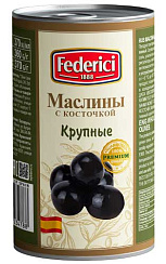 FEDERICI Маслины крупные с косточкой, масса нетто 350г/370мл