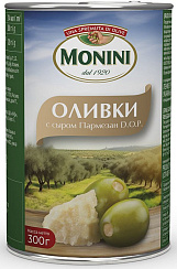 MONINI Оливки с сыром Пармезан D.O.P, масса нетто 300г/314мл (чистый вес 120г)