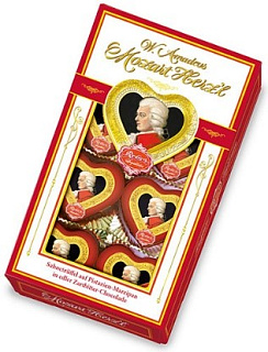 "Reber" Конфеты шоколадные из горького шоколада "W.Amadeus Mozart Herz'l", масса нетто 80г