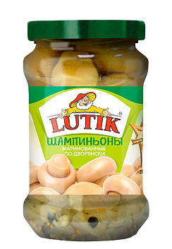 LUTIK  Шампиньоны маринованные по-дворянски,314мл/280г/170г (Стекл.банка)