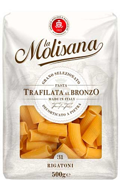 La Molisana изделия макаронные из твердых сортов пшеницы RIGATONI /  31 Трубки рифлёные, 500г