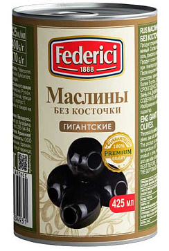 FEDERICI Маслины гигантские без косточки, масса нетто 400г/425мл