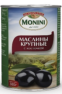 MONINI Маслины крупные с косточкой, масса нетто 425мл/385г