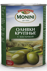 MONINI Оливки крупные с косточкой, масса нетто 425мл/385г