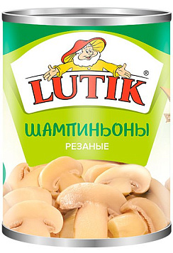 LUTIK Грибы консервированные: шампиньоны резаные 3000мл