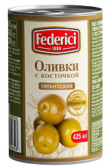 "Federici" Оливки гигантские с косточкой, 425мл